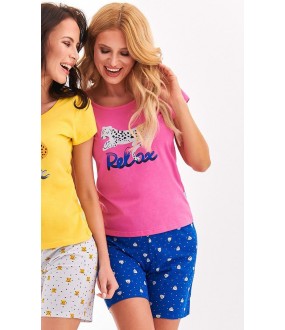 Сине-розовая трикотажная пижама для сна и отдыха