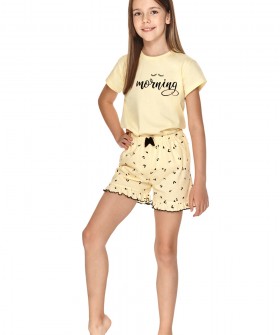 Желтая трикотажная пижама для девочки