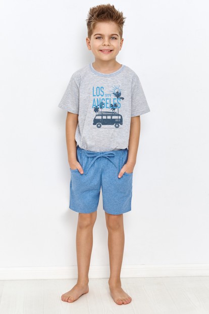 Детская хлопковая пижама для мальчиков с шортами и футболкой Taro 23s zane 2947-2948-01 - фото 1