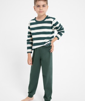 Темно-зеленая брючная пижама для мальчика