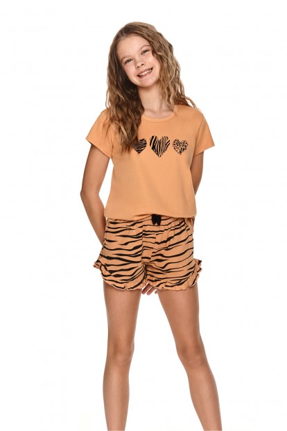 Детская хлопковая пижама для девочек с шортами и футболкой Taro 22s amanda 2713-03 - фото 1