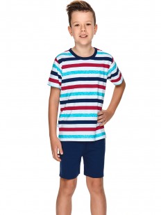 Пижама для мальчика с футболкой в цветную полоску 