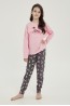Подростковая хлопковая пижама для девочек с брюками и лонгсливом Taro 24w ruby 3046-01 - фото 1