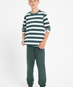 Темно-зеленая брючная пижама для мальчика подростка