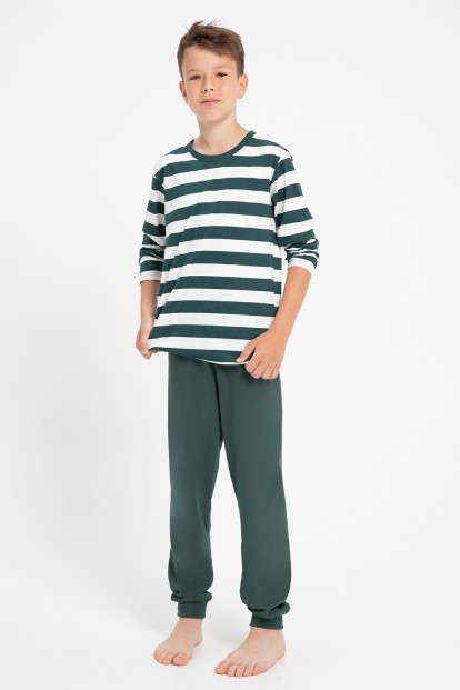 Подростковая хлопковая пижама для мальчиков с брюками и лонгсливом Taro 24w blake 3088-01 - фото 1