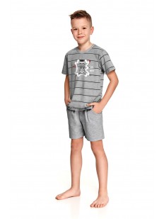 Детская серая пижама с шортами для мальчика