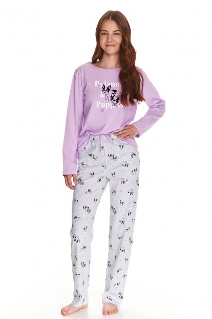 Подростковая хлопковая пижама для девочек с брюками и лонгсливом Taro 23w ida 2784-02 - фото 1
