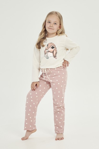 Детская хлопковая пижама для девочек с брюками и лонгсливом Taro 24w bunny 3038-3039-01 - фото 1