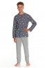 Подростковая хлопковая пижама для мальчиков с брюками и лонгсливом Taro 23w harry 2625-01 - фото 1
