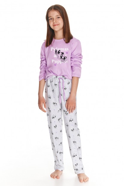 Детская хлопковая пижама для девочек с брюками и лонгсливом Taro 23w ida 2781-2782-02 - фото 1