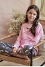 Подростковая хлопковая пижама для девочек с брюками и лонгсливом Taro 24w ruby 3046-01 - фото 2
