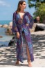 Длинная фиолетовая пляжная туника распашная с орнаментом Mia-Amore IBIZA 8804 - фото 4