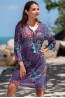 Короткая фиолетовая пляжная туника с рукавом и орнаментом Mia-Amore IBIZA 8801 - фото 1