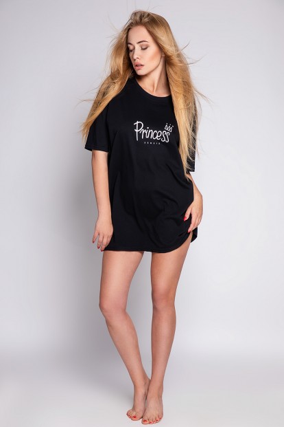 Черная женская ночная сорочка с коротким рукавом Sensis PRINCESS - фото 1