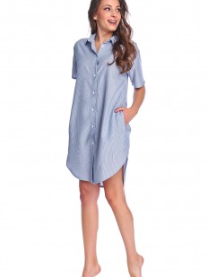 Голубая женская ночная рубашка из вискозы с карманами