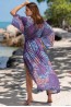Длинная фиолетовая пляжная туника распашная с орнаментом Mia-Amore IBIZA 8804 - фото 2