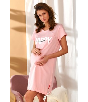 Хлопковая розовая сорочка для беременных и кормящих мам
