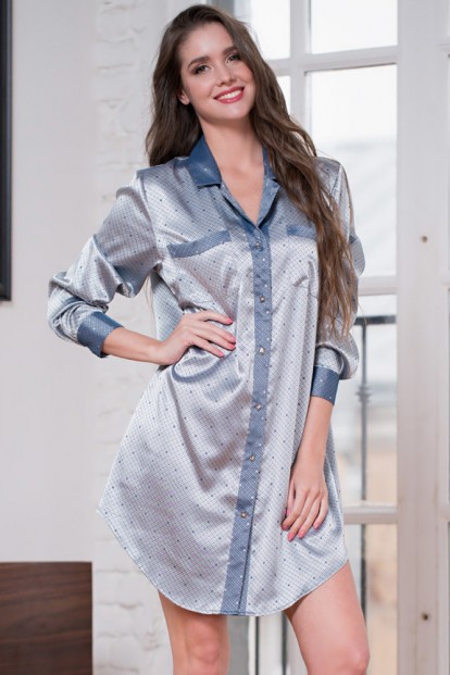 Атласная женская серебристая ночная рубашка Mia-Amore Eliza 8177 - фото 1