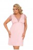 Розовая женская ночная сорочка с короткими кружевными рукавами и лифом Donna Celine plus nightdress - фото 1