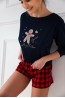Хлопковая женская пижама с лонгсливом и шортами в клетку Sensis lusa - фото 1
