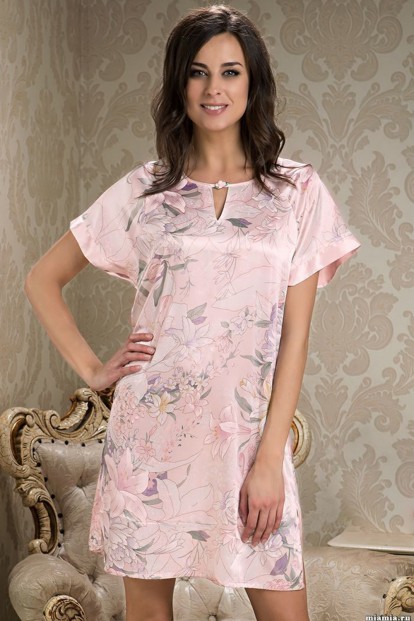 Женская шелковая ночная сорочка с коротким рукавом Mia-amore Edem 5955 - фото 1