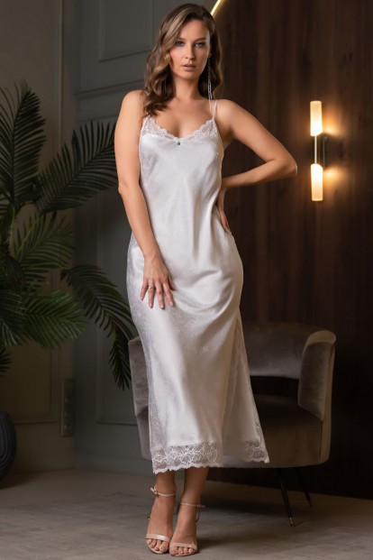 Элегантная женская сорочка из искусственного шелка с кружевной отделкой Mia-amore Melani 7278 - фото 1
