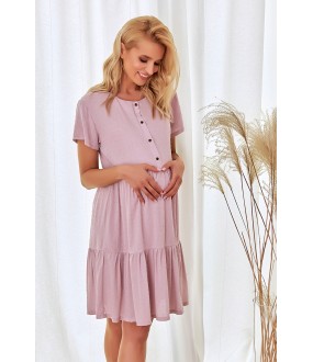 Розовая сорочка из вискозы для беременных и кормящих
