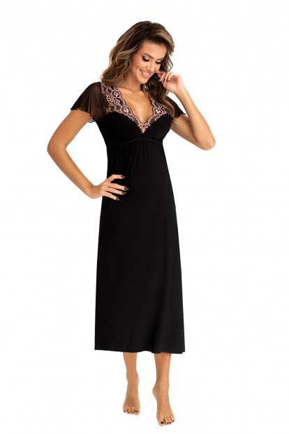 Женская ночная сорочка из мягкой вискозы с кружевом на груди Donna Adele long nightdress - фото 1