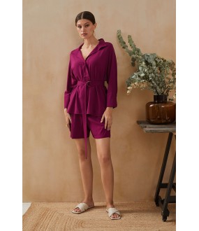 Фиолетовые домашние женские шорты с карманами