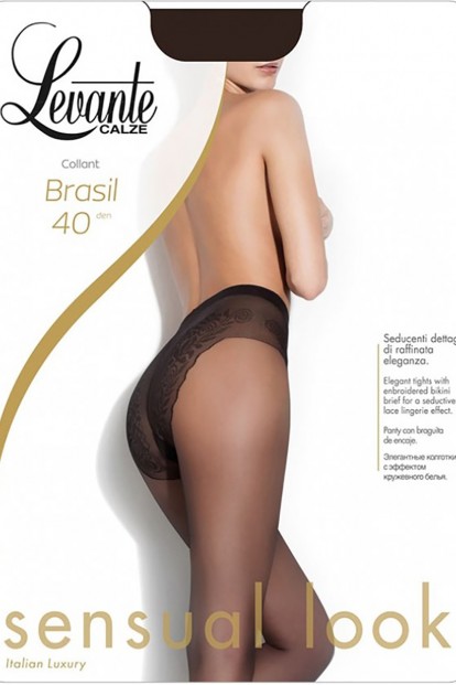 Женские колготы с кружевными трусами бикини Levante new Brasil 40 den - фото 1