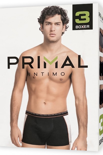Комплект мужских облегающих трусов боксеров из хлопка Primal B271 uomo boxer 3 шт в упаковке - фото 1