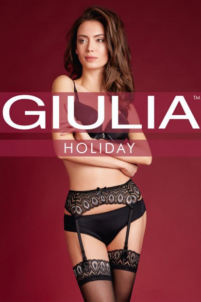 Ажурные чулки с подвязками и поясом в комплекте Giulia HOLIDAY 01 - фото 1