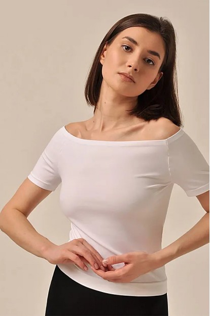 Женская футболка с открытыми плечами My Ma1018 t-shirt off-should - фото 1