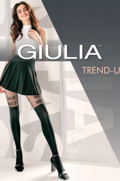Стильные колготки с надписями WHY NOT и имитацией чулок Giulia TREND UP 02 - фото 1