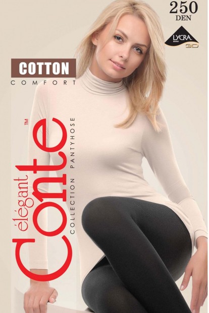 Теплые женские хлопковые колготки большого размера Conte Elegant COTTON 250 XL - фото 1