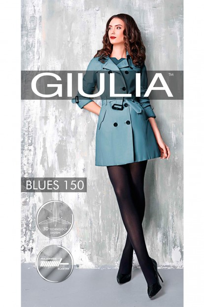 Матовые теплые цветные колготки Giulia BLUES 150 - фото 1