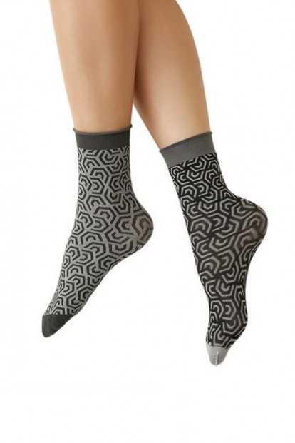 Фантазийные женские носочки с двухсторонним геометрическим рисунком Sisi INVERSO 70 - фото 1