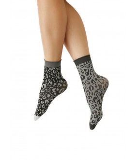 Фантазийные женские носочки с двухсторонним леопардовым рисунком
