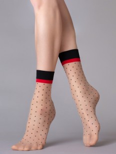 Женские капроновые носки с черно-красной резинкой