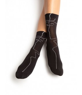 Женские носки из микрофибры 70 DEN с геометрическим рисунком
