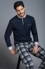 Мужская домашняя пижама с брюками в клетку Enrico Coveri EP5053 - фото 1