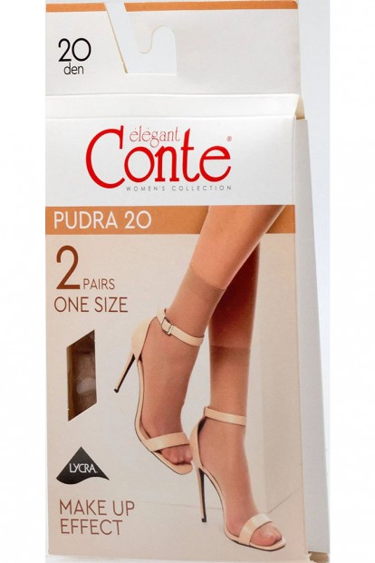 Тонкие матовые женские носки 20 ден Conte Pudra 20 socks 2 пары в упаковке - фото 1