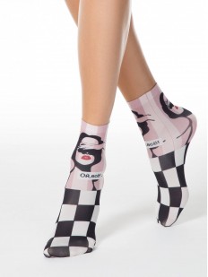 Модные женские носки с надписью ОЙ ВСЁ и шахматным принтом