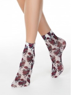 Модные женские носки с цветочно-змеиным принтом 40 DEN