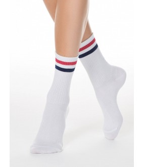 Высокие спортивные женские носки с цветными полосками