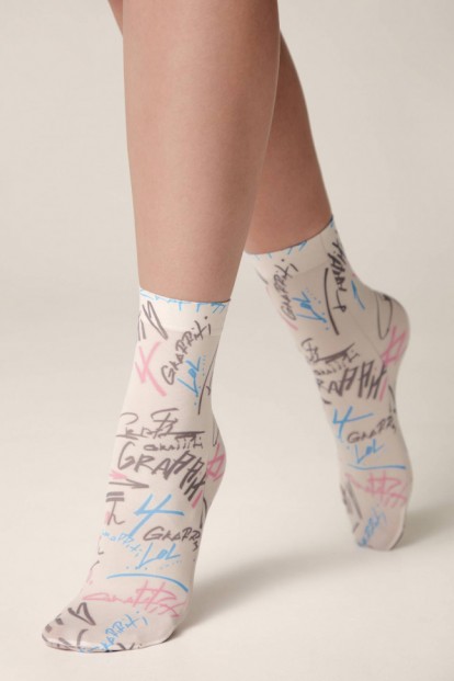 Женские эластичные принтованные носки из микрофибры Conte Арт. 20с-102сп fantasy 50 - 757 - фото 1