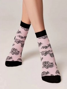 Розовые женские носки с цветочным принтом