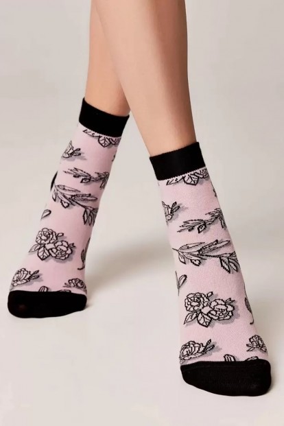 Хлопковые женские носки с цветочным рисунком Conte Арт. 15с-15сп classic - 435 - фото 1