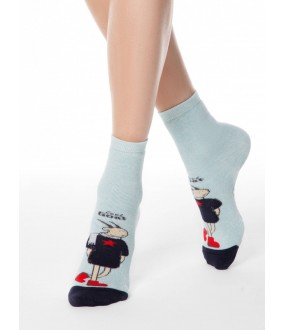 Хлопковые всесезонные женские носки с модной козочкой и антискользящим покрытием