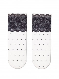 Трендовые женские носки в горошек с кружевным декором